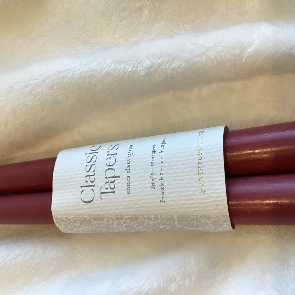 Anthropologie Taper Candles Set of 2 Mauve New Candlestick